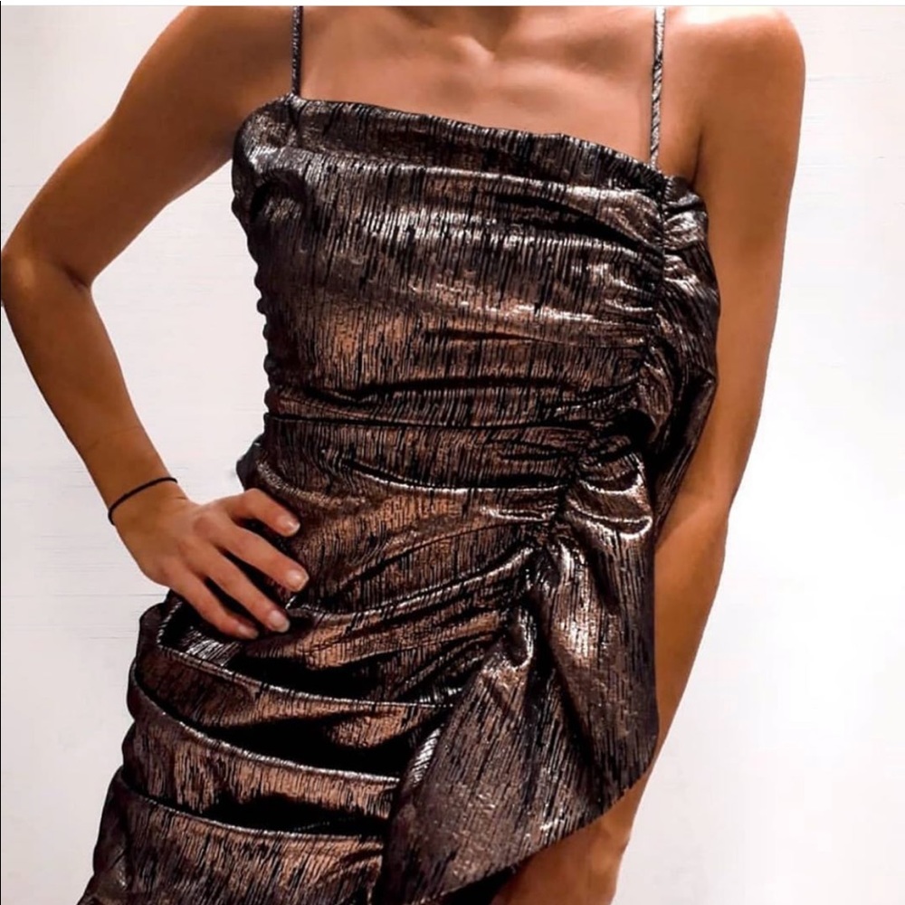 Zara NWT metallic dress - Picture 2 of 9